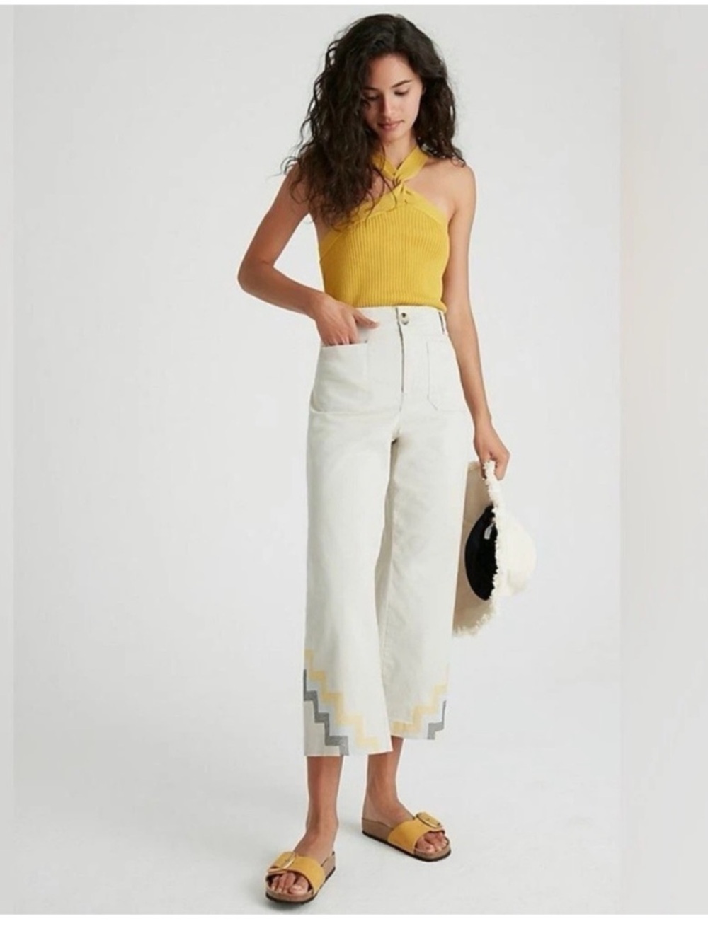 Anthropologie Maeve Hallee Embroidered Wide Pants Colette